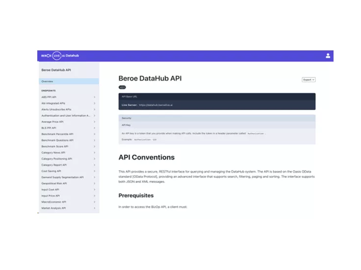 Data Hub Beroe Live.ai API